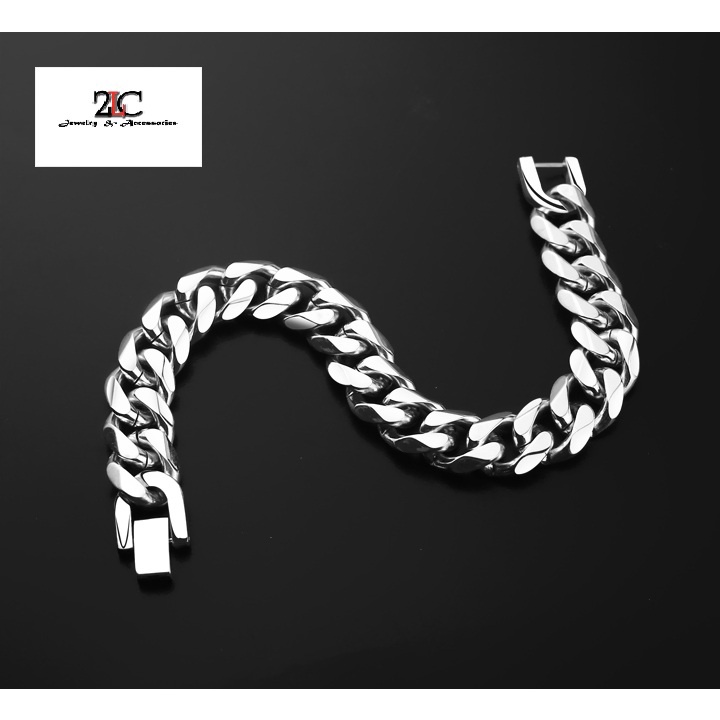 Lắc tay nam inox kiểu lặc kép xéo cá tính thép không gỉ 13mm- QuynhChi Store