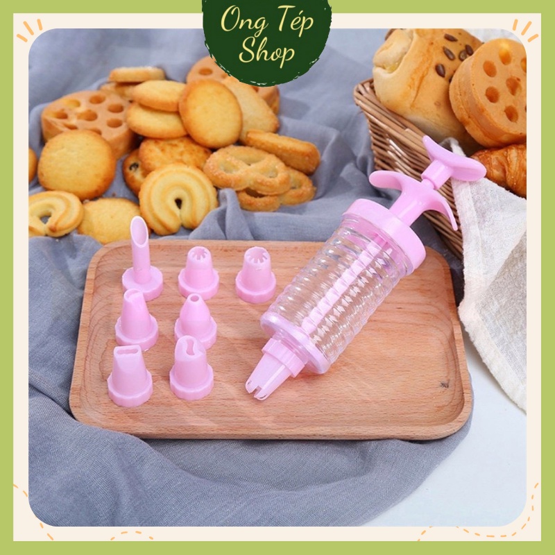 Set 8 Đui Bắt Kem + Ống Bơm Làm Bánh Quy Thiết Kế Tiện Dụng