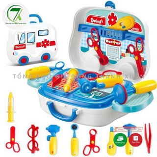 Đồ chơi bác sĩ bộ 14 món kiểu vali xe ô tô thuận lợi cho bé di chuyển mang đi