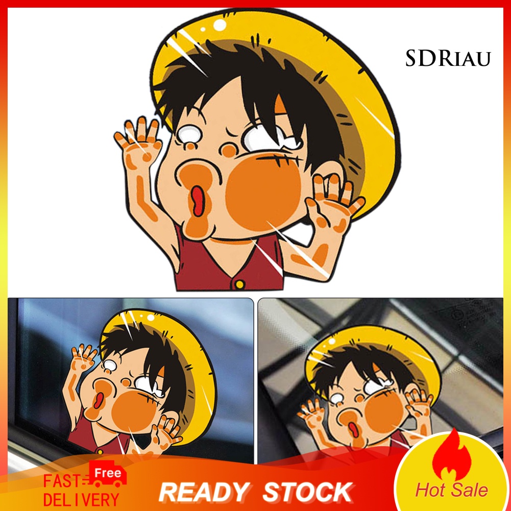 Miếng dán trang trí cửa sổ xe hơi tự dính họa tiết One Piece tiện lợi