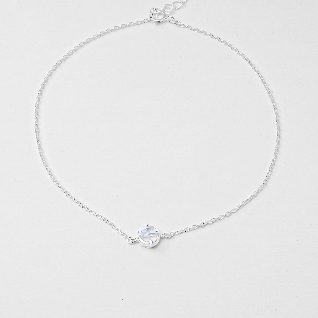 Lắc Chân Bạc 925- Thiết Kế Đính Gem Cz Sang Trọng-KaT Jewelry