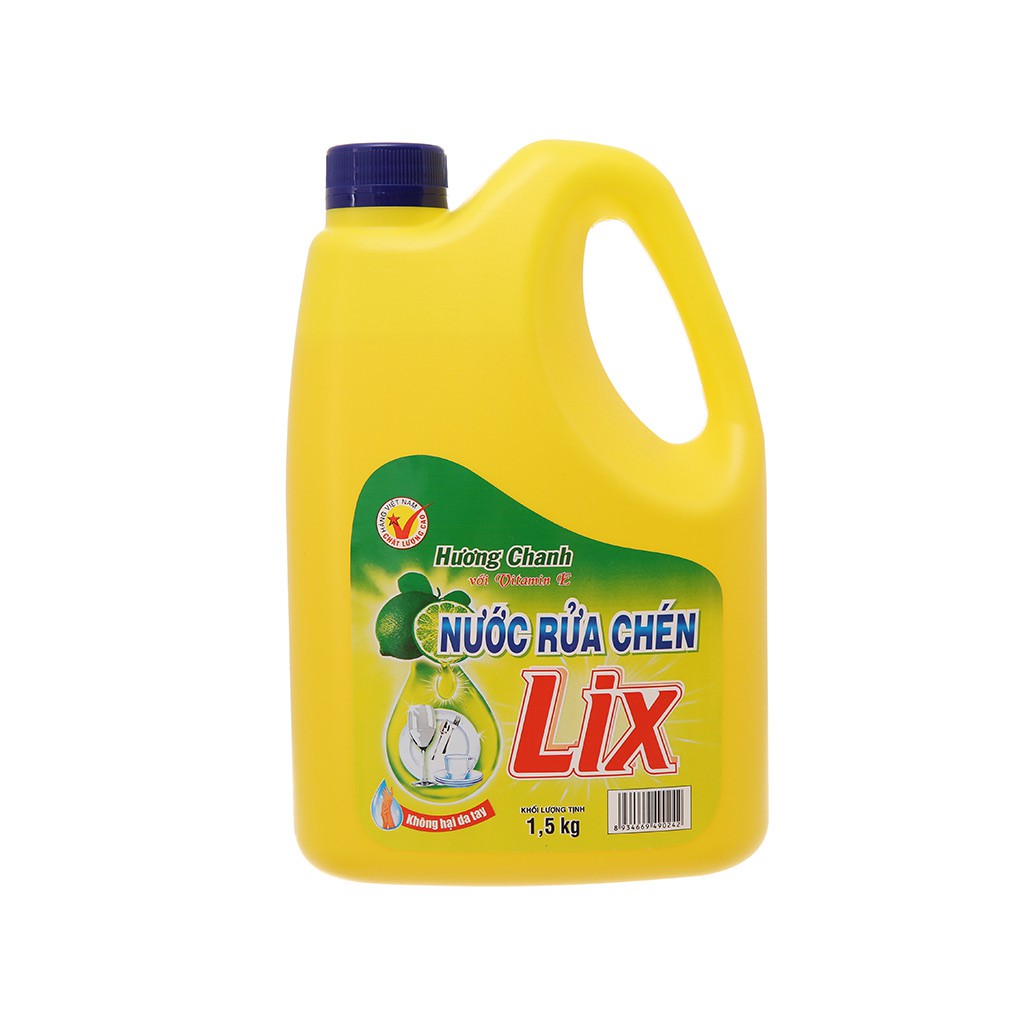 Combo 2 chai Nước rửa chén Lix Vitamin E Bảo vệ da tay hương Chanh can 1,5kg