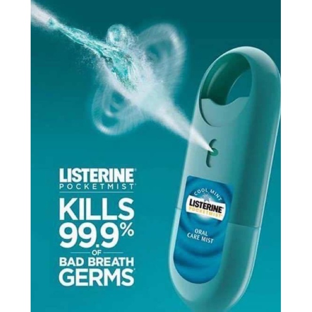 Xịt thơm miệng diệt khuẩn Listerine Cool Mint 7,7ml x2 hàng chính hãng Mỹ