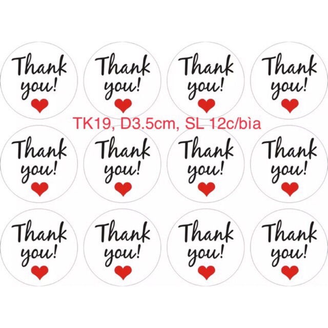 SỈ 2.5K Bìa 12 miếng dán sticker THANK YOU TK19 | BigBuy360 - bigbuy360.vn