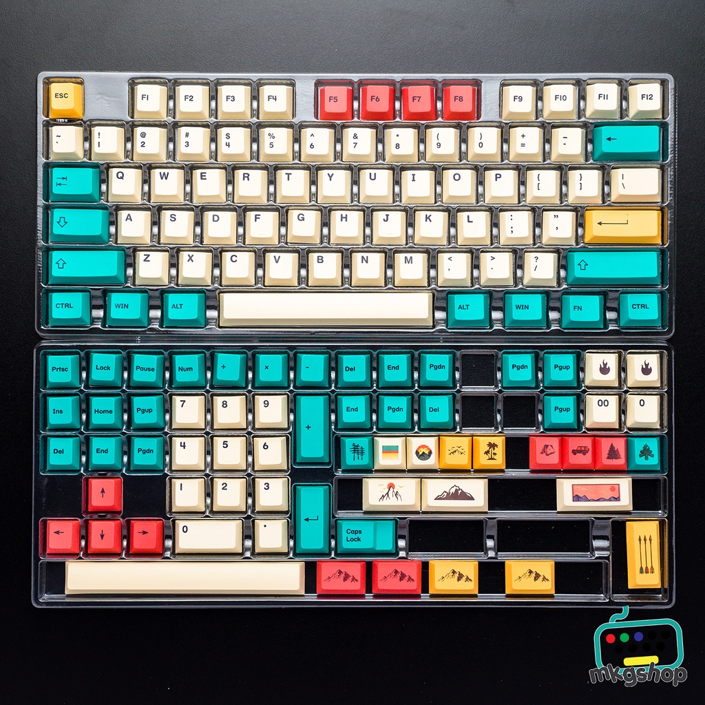 Keycap 80s Wild Life PBT 136 nút bàn phím cơ in nhiệt màu đẹp, cherry profile