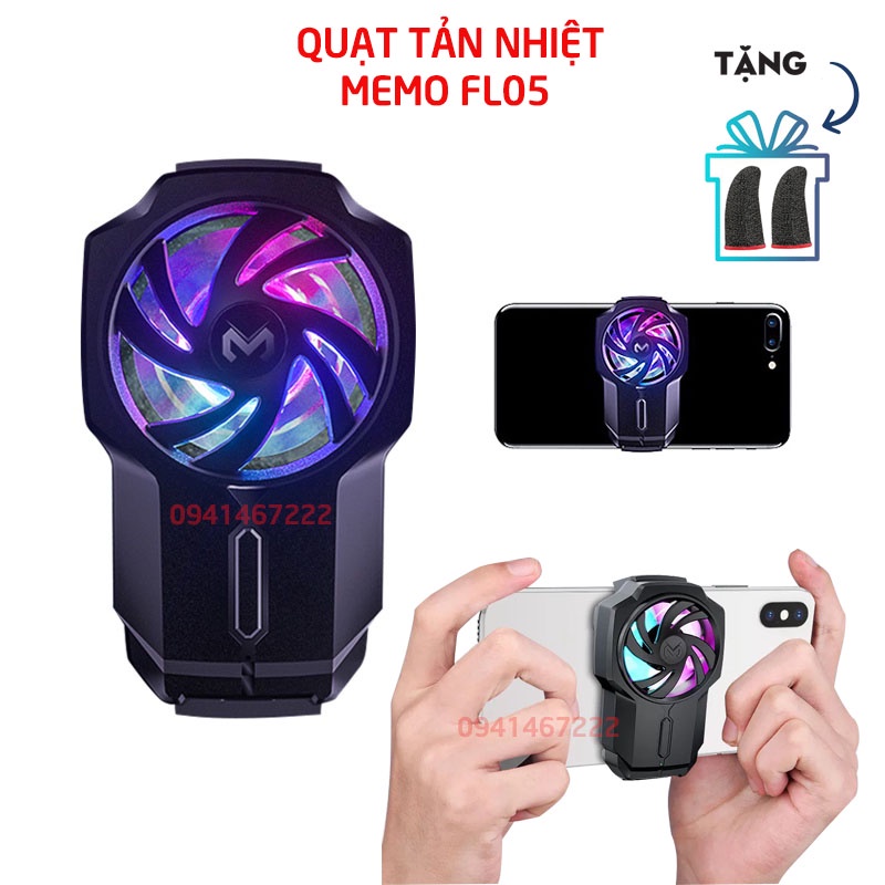 Memo FL05 | Quạt tản nhiệt gaming cho điện thoại, LED RGB, làm mát cực nhanh -Mua 1 tặng 1