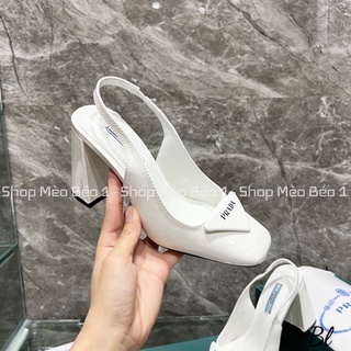 Sandal prd mũi vuông bít mũi gót trụ fullbox