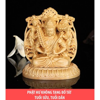 Tượng để xe ô tô phật Hư Không Tạng Bồ Tát bằng gỗ Hoàng Dương V183