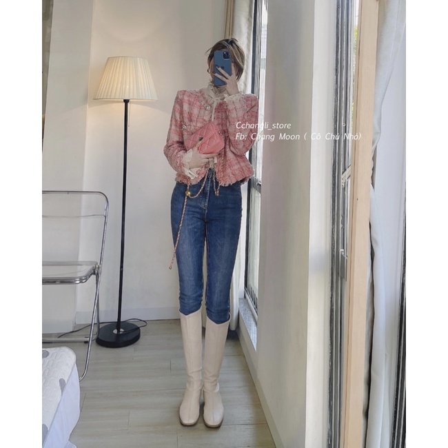 Áo dạ tweed màu hồng hàng quảng châu cao cấp ( ảnh thật shop chụp) | BigBuy360 - bigbuy360.vn