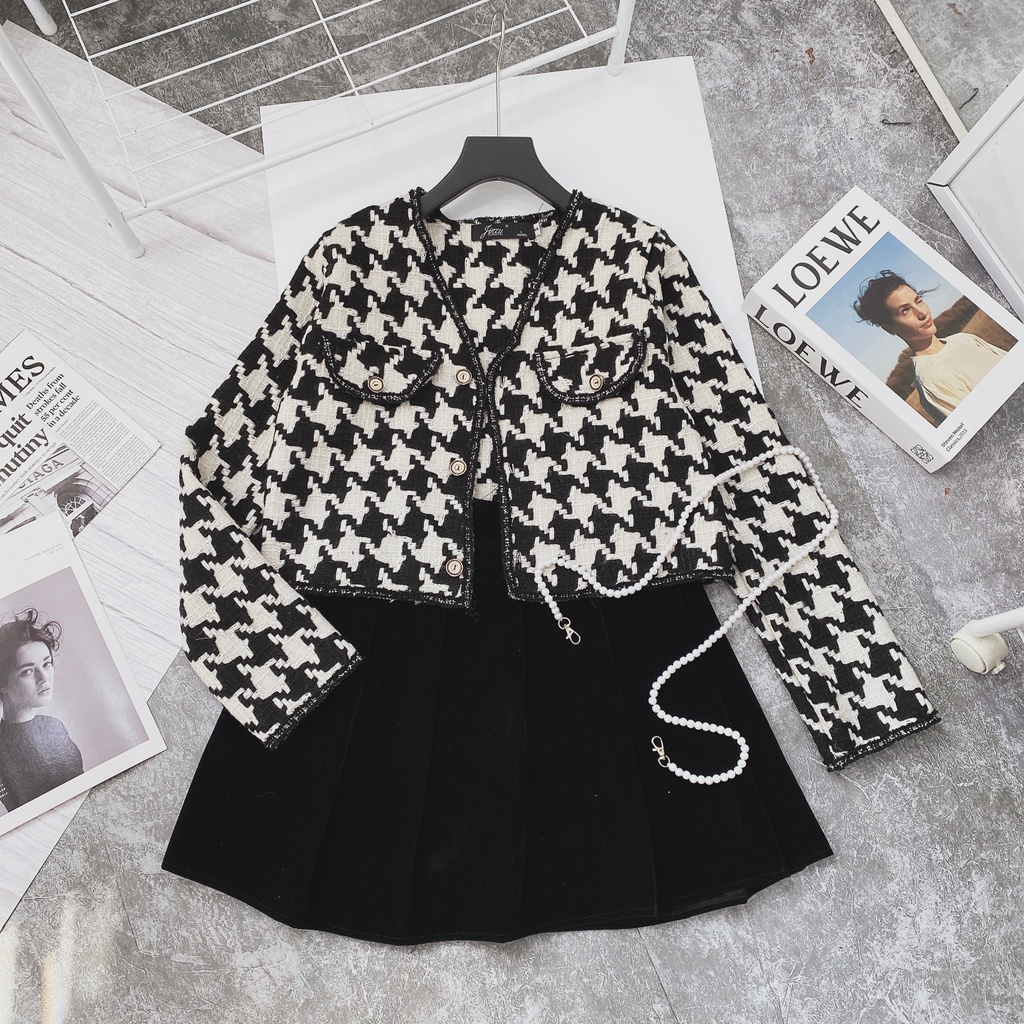 ÁO DẠ TWEED, ÁO KHOÁC DẠ NỮ THIẾT KẾ HỌA TIẾT RICZAC | BigBuy360 - bigbuy360.vn