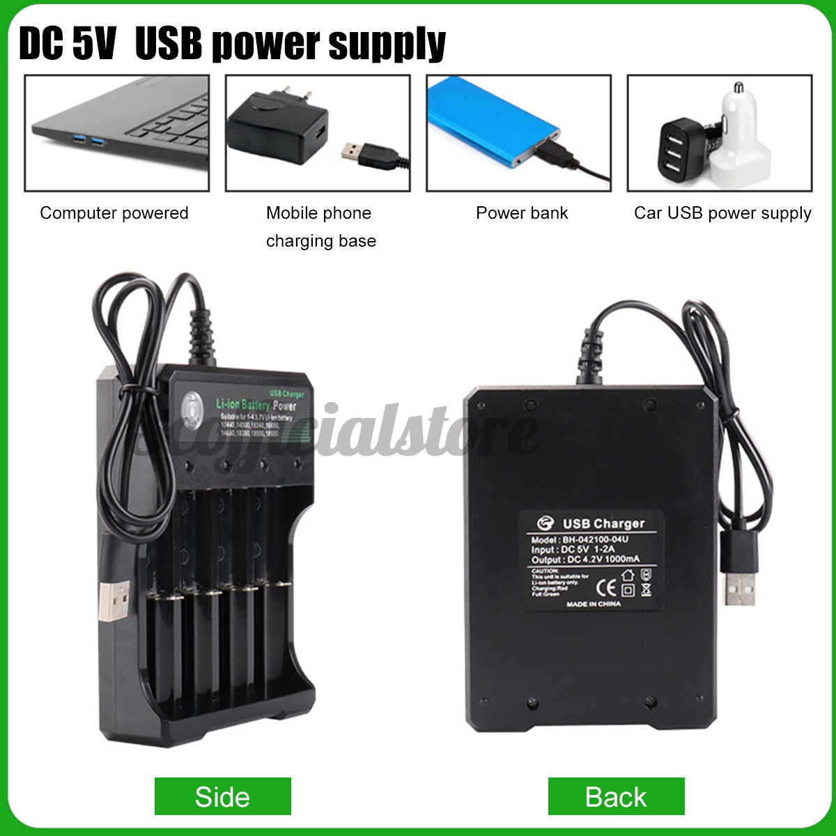 Bộ Sạc Pin Li-Ion 18650 16650 14650 Có 4 Cổng Usb