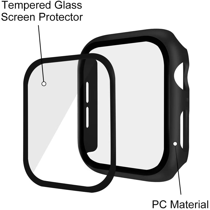 Vỏ Bảo Vệ Mặt Đồng Hồ Apple Watch 1 2 3 4 5 6se 38 4042 44mm Kèm Kính Cường Lực 2 Trong 1