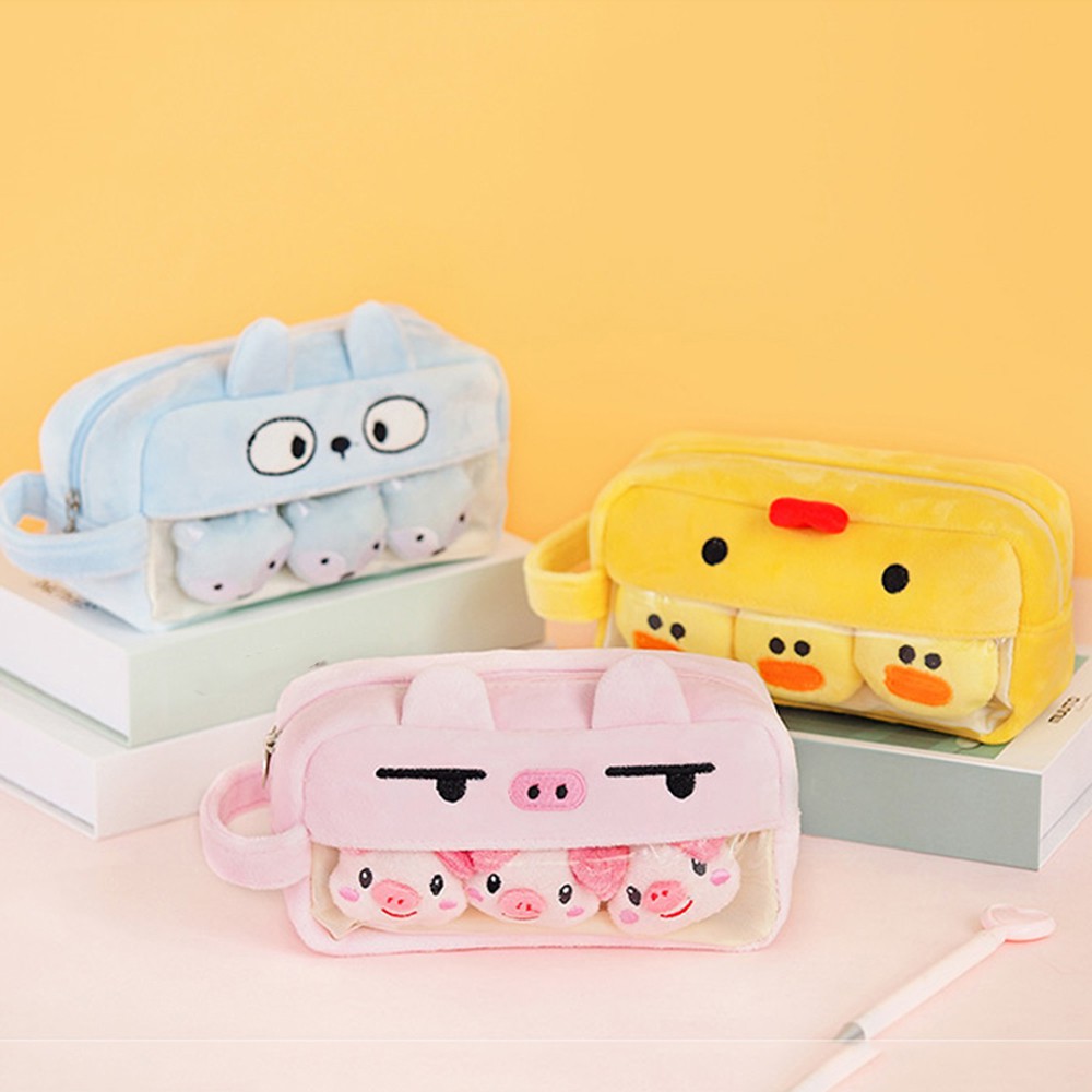 Túi đựng bút vải nhung họa tiết dễ thương tùy chọn màu sắc