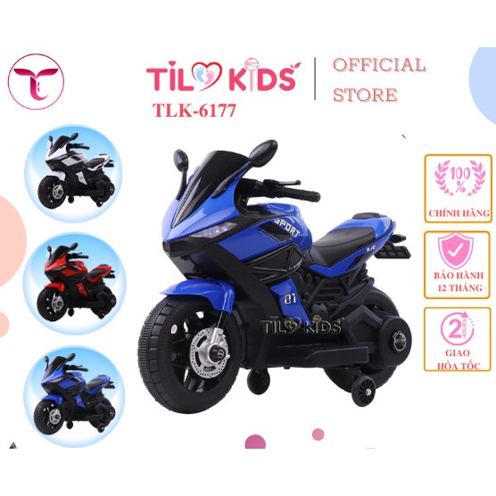 Xe máy điện trẻ em, xe moto điện cho bé TILO KIDS TLK-6177 kiểu dáng thể thao, có kết nối bluetooth siêu ngầu