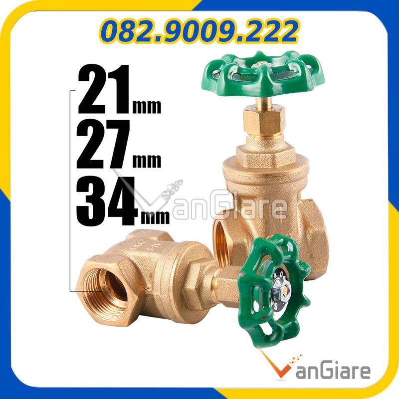 Van cửa đồng, Van khoá nước tay vặn đồng thau 21mm, 27mm, 34mm