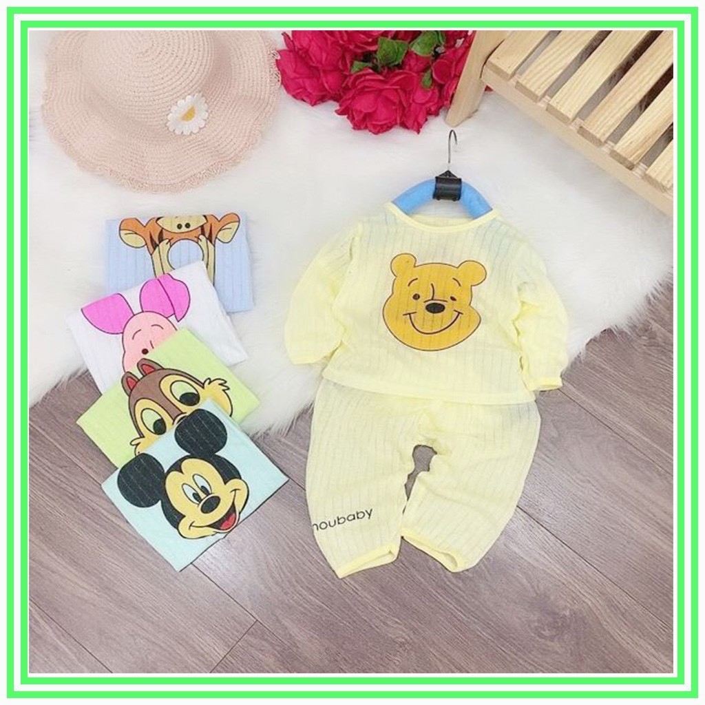 Bộ dài taycài cúc vai hàng đẹp cotton tre nhiều màu cho bé trai, bé gái sơ sinh 3-13kg- BO62