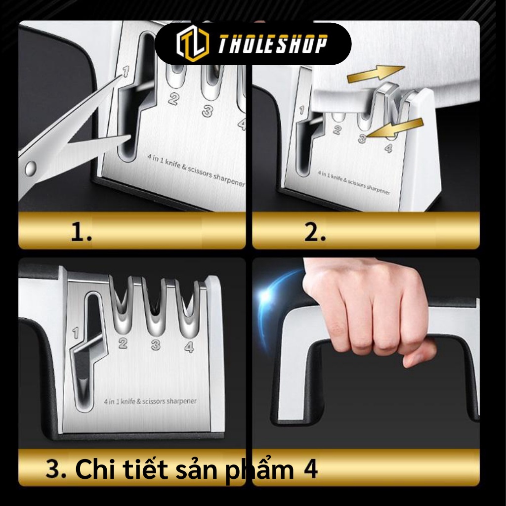 Dụng Cụ Mài Dao - Đá Mài Dao Kéo 4 Rãnh Có Tay Cầm Tiện Lợi 8533