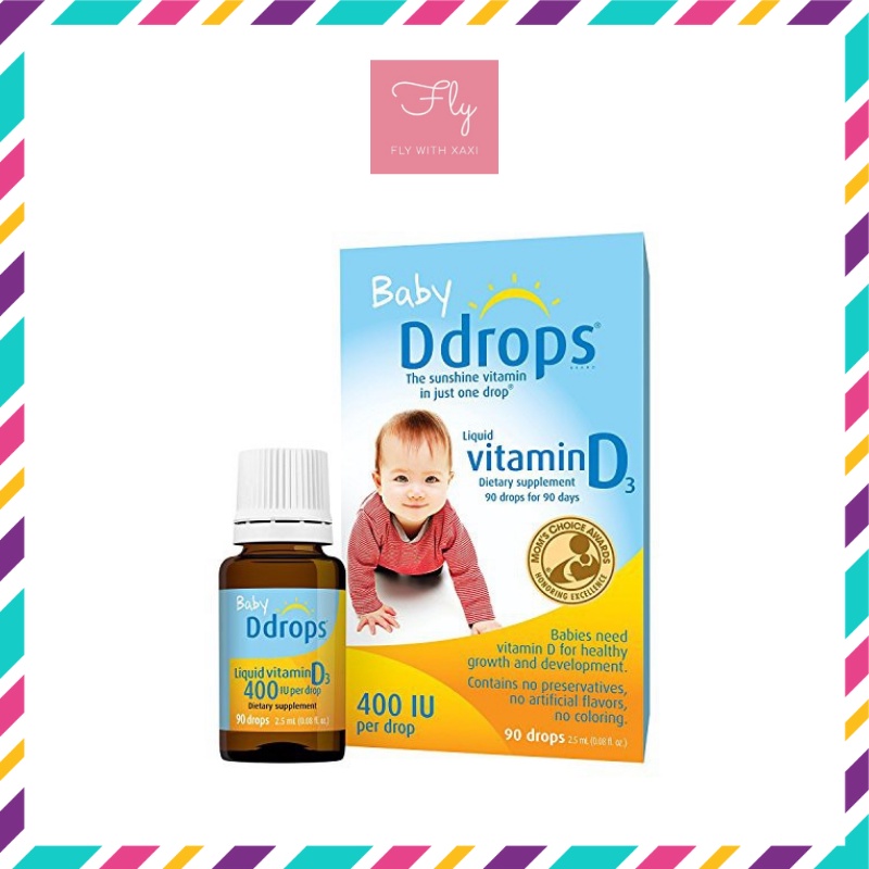 Lọ Ddrops 400IU bổ sung vitamin D3 cho trẻ dưới 1 tuổi