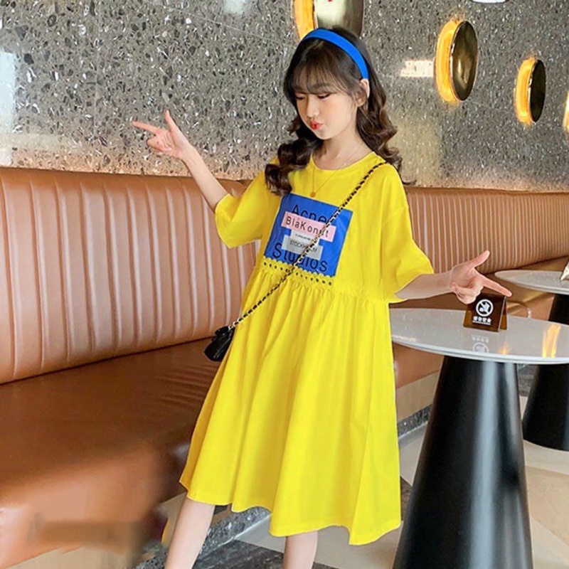 đầm baby doll in chữ cho bé từ 15 đến 55kg
