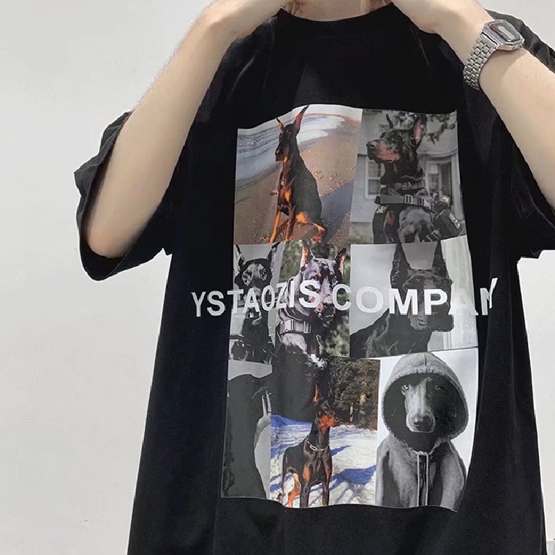 Áo Thun Tay Ngắn Dáng Rộng In Chữ Phong Cách Hip Hop Thời Trang Cho Nam Size M-5XL