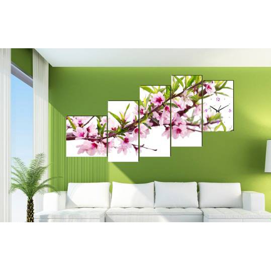 Tranh đồng hồ cành hoa đào BINBIN TDH89 (Tặng 1 decal ngẫu nhiên)