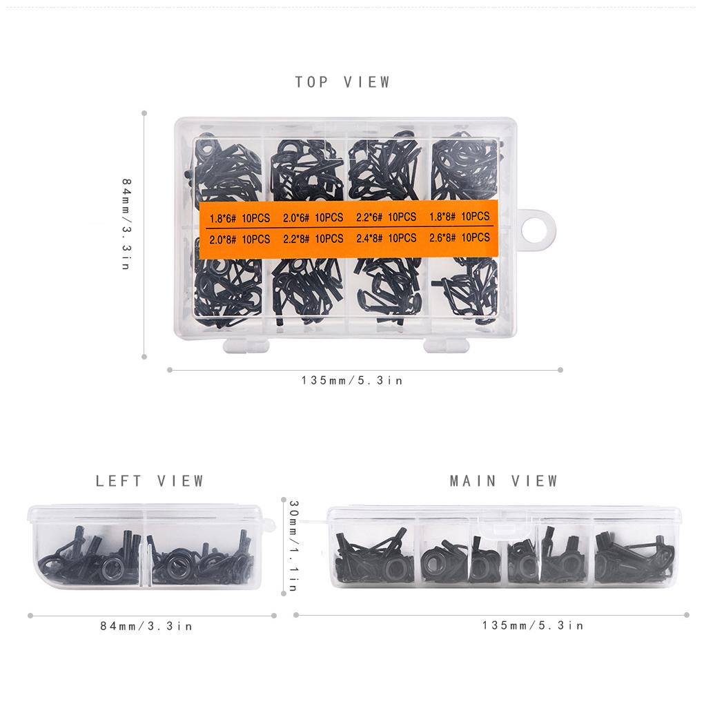 Set 80 Vòng Định Hình Cần Câu Cá Bằng Thép Không Gỉ 8 Kích Cỡ