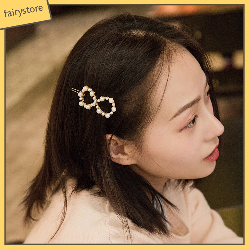 Kẹp tóc hình lá đính ngọc trai giả thanh lịch dành cho nữ