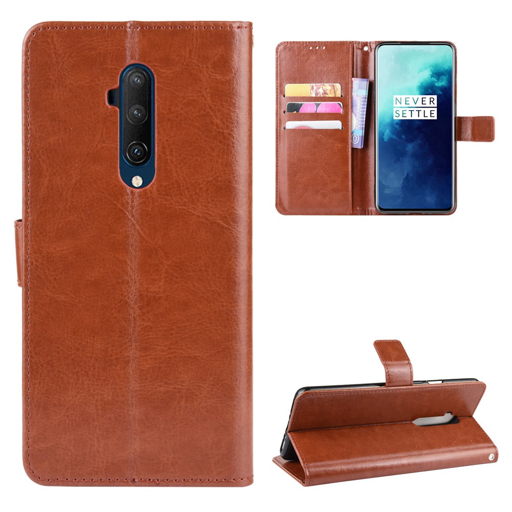Vỏ da PU Crazy Horse sang trọng OnePlus 7T Pro Flip Cover OnePlus7T Dây giữ thẻ Ví