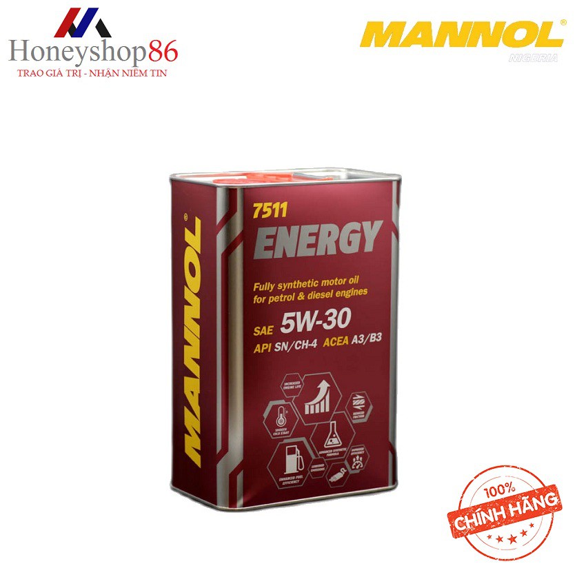 Nhớt Xe Máy MANNOL Energy 5W-30 SN/CH-4 - 7511 1L/ 4L Hàng Đức Cao Cấp HONEYSHOP86