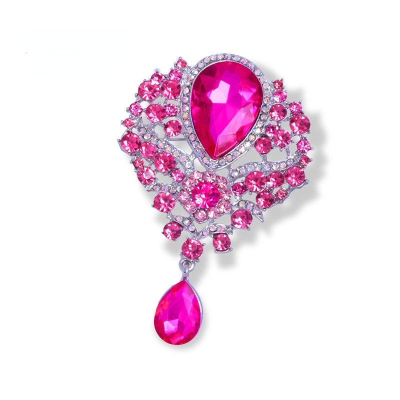 Ghim Cài Áo Hình Bông Hoa Đính Đá Phong Cách Cổ Điển Thanh Lịch Dành Cho Nữ