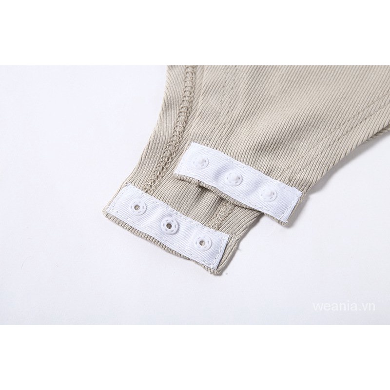 Bodysuit tay dài màu trơn thiết kế thanh lịch cho phái nữ