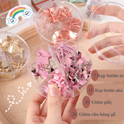 Hộp 72 kẹp giấy Kim loại Màu sắc Kẹp ghim, Kẹp giấy nhiều kích cỡ tiện lợi dành cho học tập và văn phòng