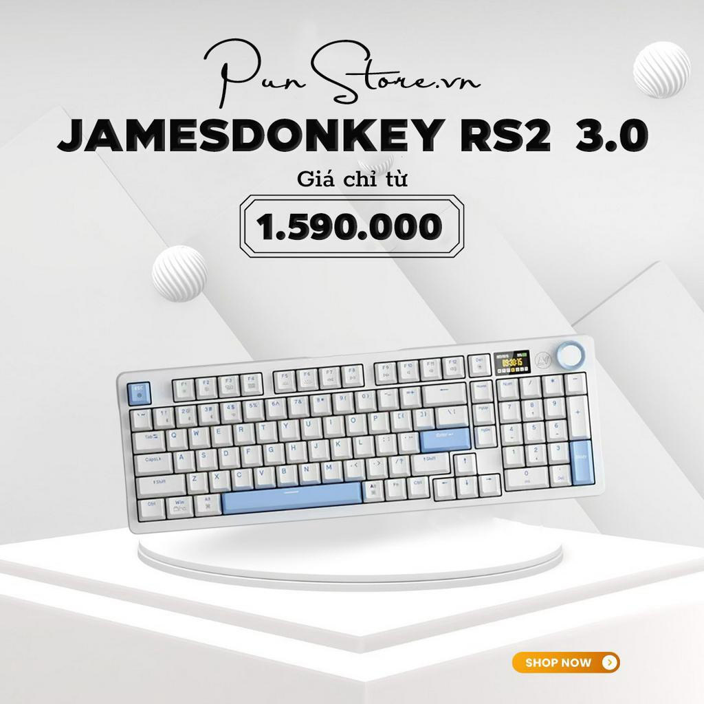 Bàn phím cơ JamesDonkey RS2 V3.0 Hotswap ,màn Led LCD tùy chỉnh, 3 mode, RGB, Gasket Mount Pro, Núm vặn