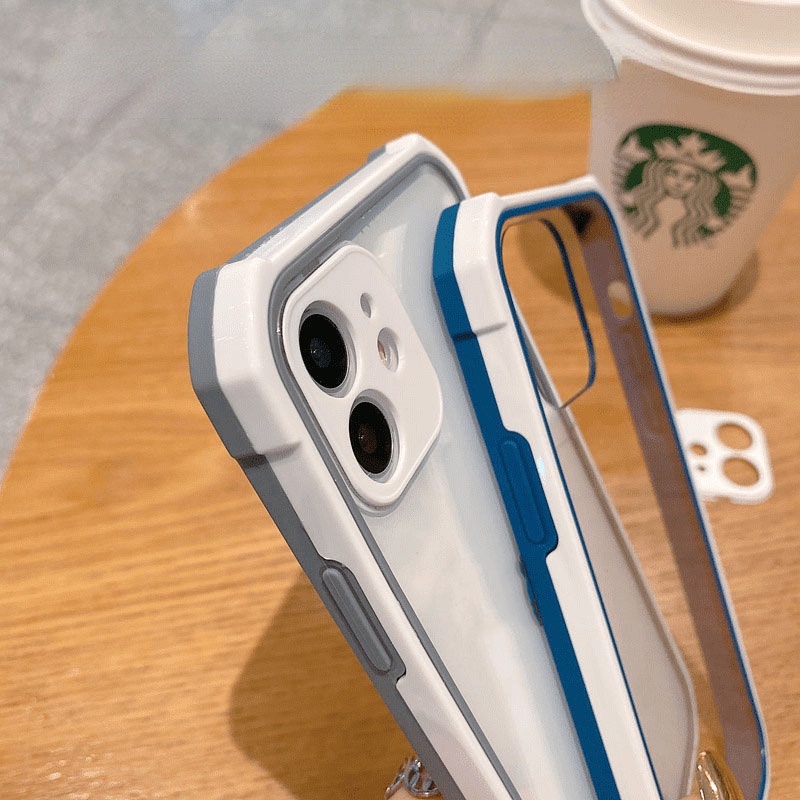 Ốp điện thoại trong suốt viền hai màu thích hợp cho IPhone 12 11 Pro Max X Xs Max Xr 7 8 Plus