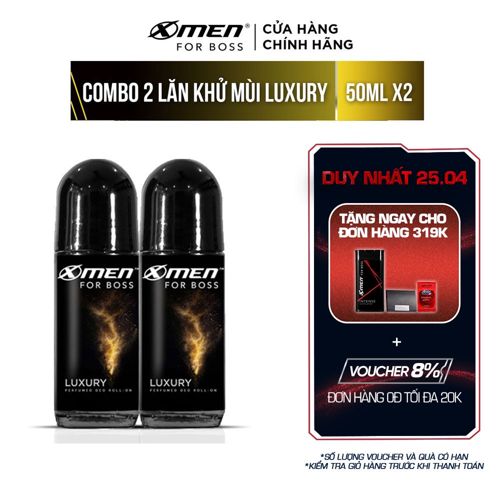 [Mã COSMEN giảm 8% đơn 250K] Bộ 2 Lăn khử mùi Xmen for boss 50ml Hương Sang Trọng Luxury