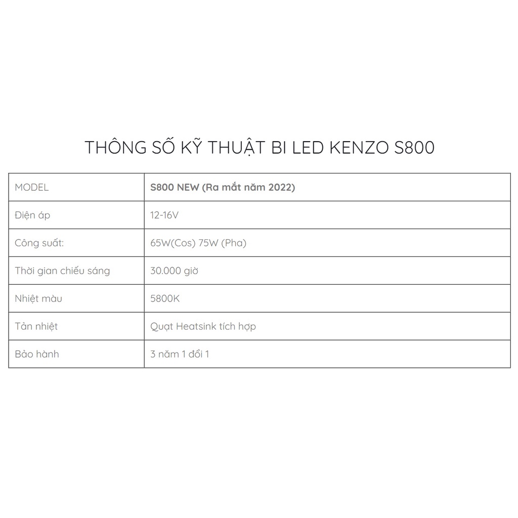 Bi-led Kenzo S800 75W - gương cầu led xe ô tô xe máy biled oto Xlight GTR Redpro Red pro magic titan black gold platium
