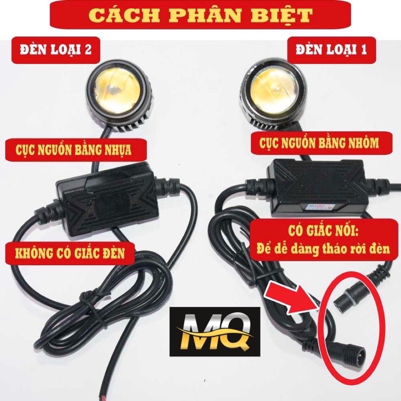 Đèn Trợ Sáng Mini Bi Cầu Mini Xe Máy Chính Hãng, Nguồn Nhôm M3MINI