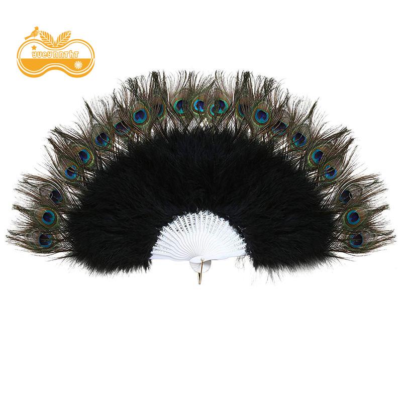 Phụ Kiện Quạt Lông Chim Công Màu Đen Cổ Điển 20S 135.6x68.6cm