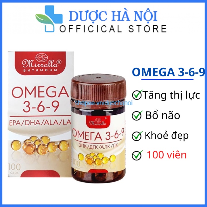 Viên uống Omega 369 Mirrolla Nga 100 viên, Omega tốt cho sức khỏe, trắng da, đẹp da