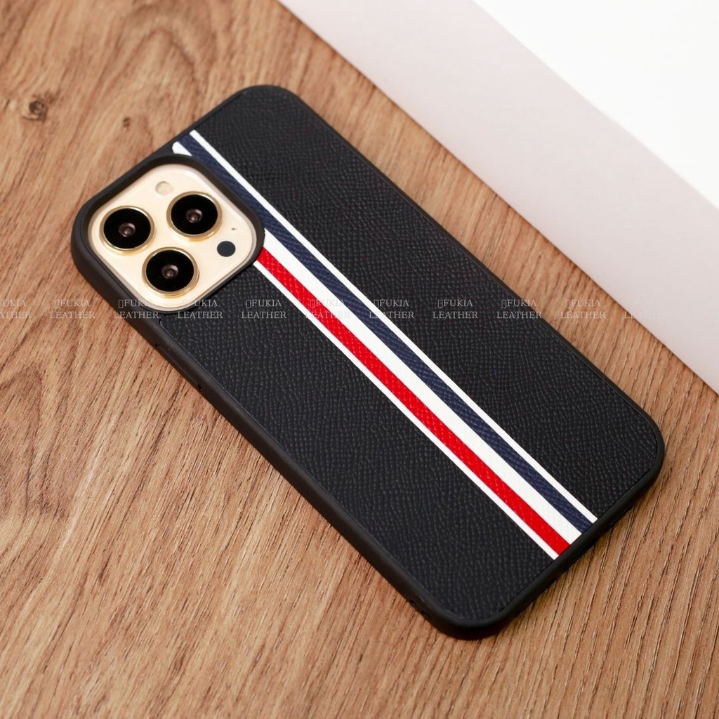 Ốp da thủ công viền đen Epsom TB dành cho IPhone 14/14Plus/14Pro/14Promax/13/13Pro/13Promax/12/12Pro/12Promax ODTC112