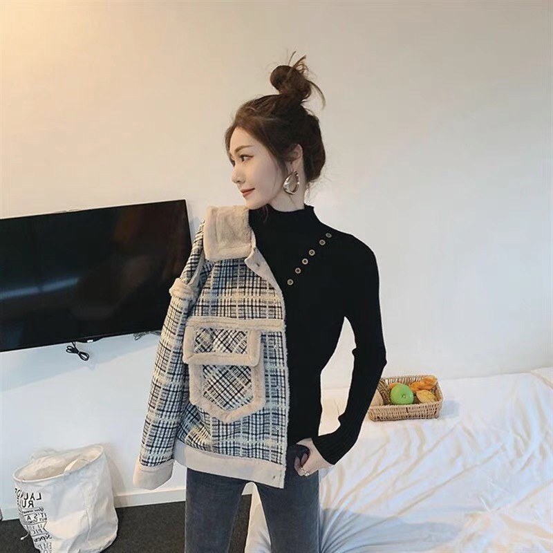 Áo khoác dạ nữ lót lông tweed phong cách Hàn Quốc siêu đẹp giá rẻ