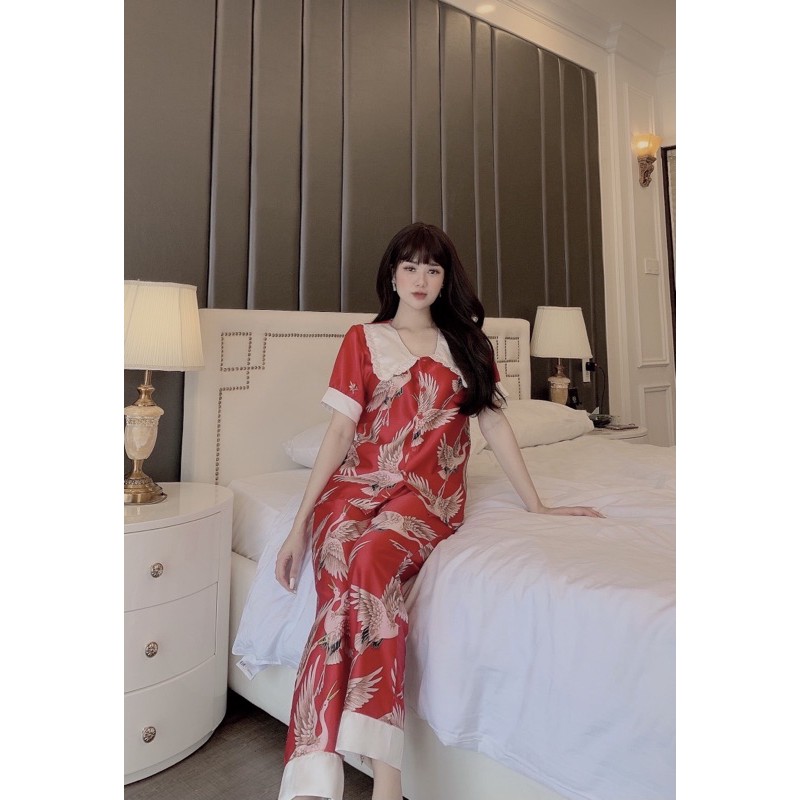 Bộ lụa dài tay hàng đẹp cho nữ dưới 61kg