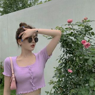Áo croptop nút cuốn biên ( KÈM HÌNH THẬT )