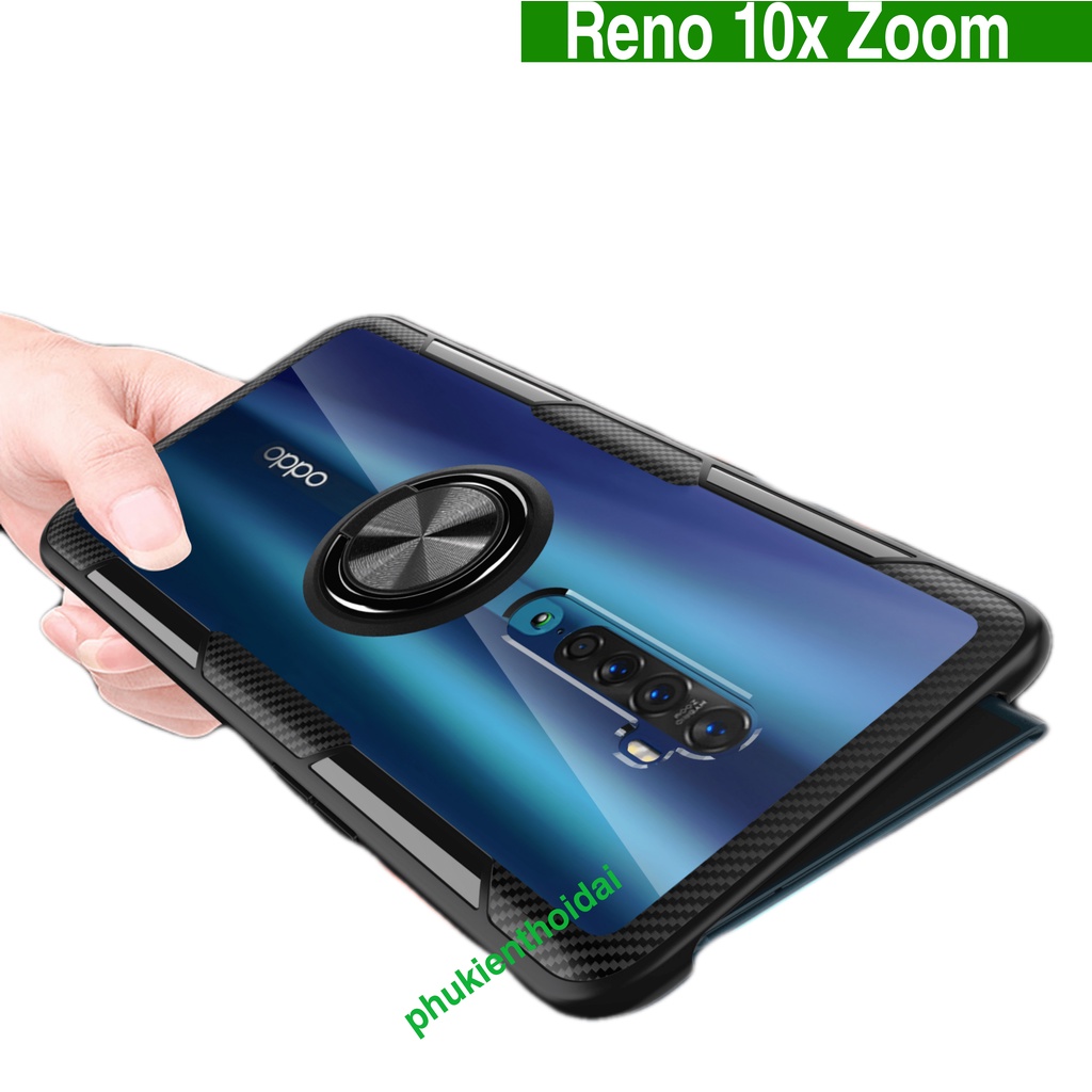 Ốp lưng Oppo Reno 2F / Reno 10X Zoom giá đỡ kiêm nhẫn Iring lưng trong viền màu giá đỡ xem phim