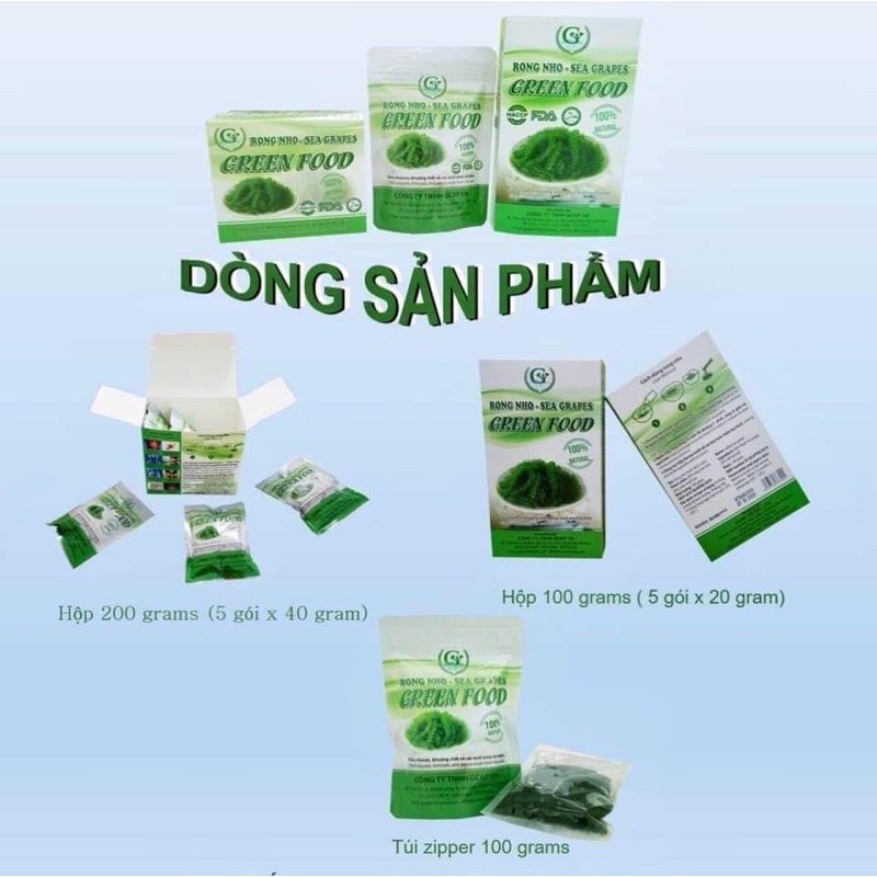 Rong nho Green Food cao cấp nở ra rong nho tươi Organic Hàng công ty check mã vạch