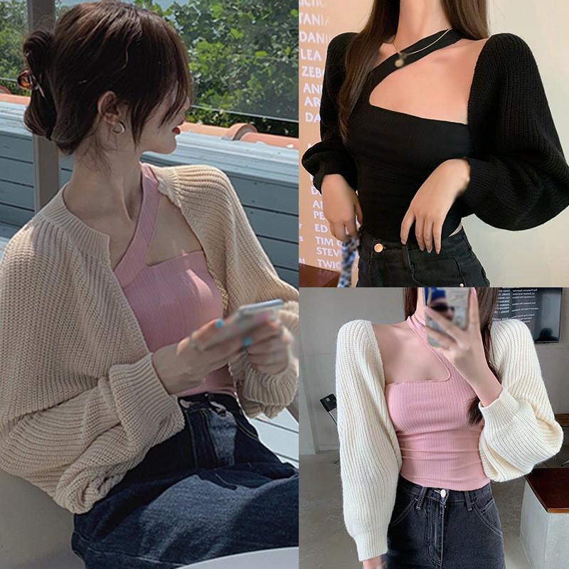 Áo khoác len/ áo cộc tay thiết kế sáng tạo thời trang nữ | BigBuy360 - bigbuy360.vn