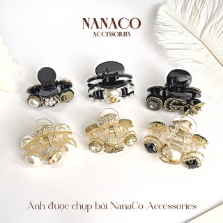 Kẹp tóc càng cua nữ đính đá hạt châu Hàn Quốc, kẹp gắp nửa đầu hot trend NanaCo