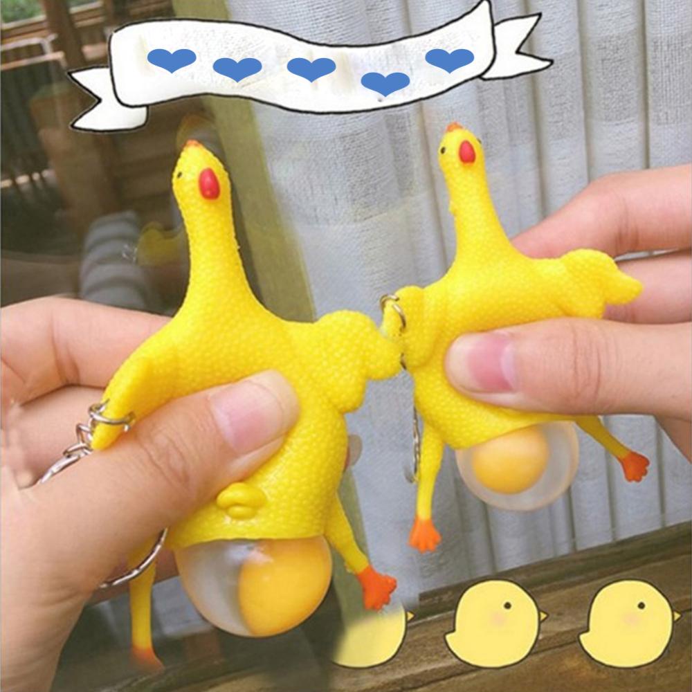 Móc Khóa Hình Gà Đẻ Trứng Vui Nhộn Bằng Silicone L1R7