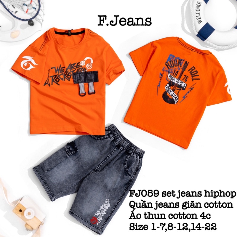 Bộ jean bé trai cao cấp