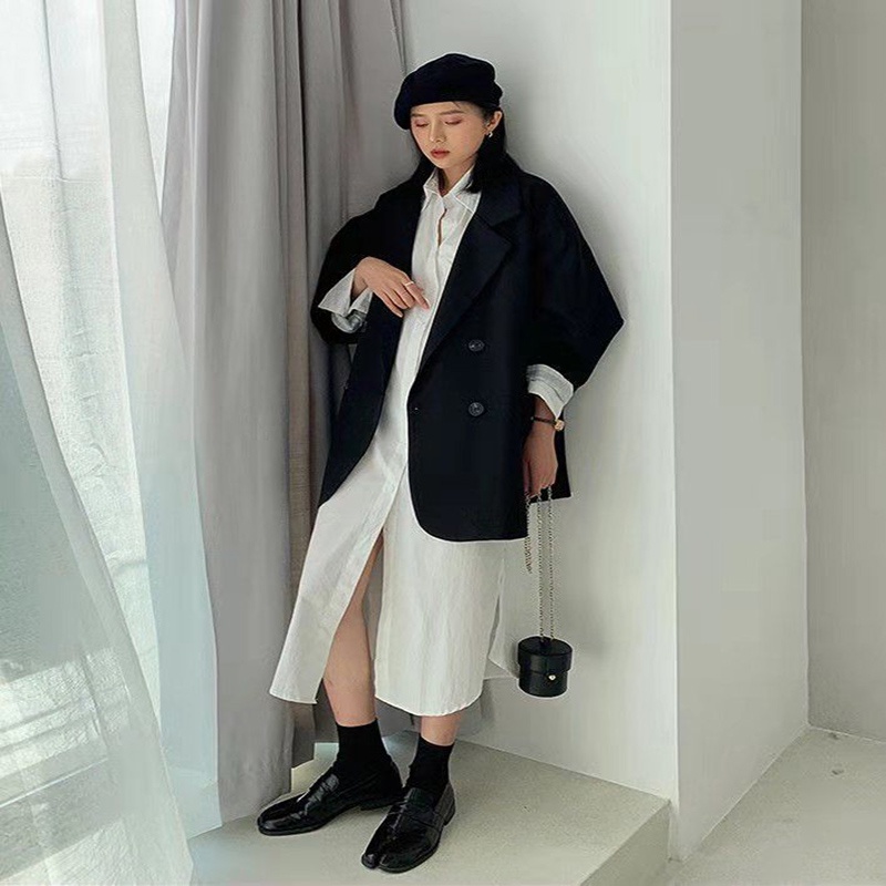 Áo khoác IELGY màu trơn dáng rộng thời trang dành cho nữ